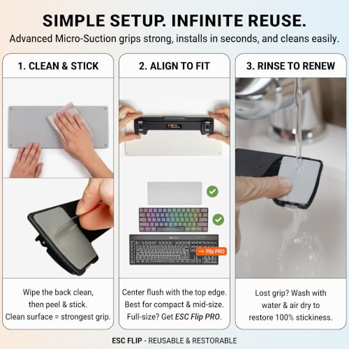 ESC Flip Keyboard Stand for Desk, Tilting Riser That Attaches to Your Keyboard – 3 Adjustable Angles, Compatible with Apple Magic Keyboard, Logitech MX Keys, K380 & Flat-Back Models - view 2