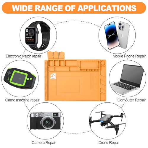 17.7x11.8 in Silicone Soldering Mat, Heat Resistant 932°F, Anti-Static Repair Mat,Magnetic Screw Tray,Scale Ruler,BGA,Phone Watch Laptop PCB,Workbench - view 6