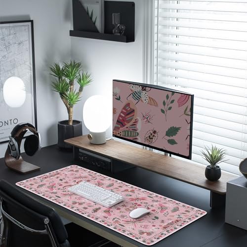 Cute Desk Mat for Women, Pink Keyboard and Mouse Pad for Desk - view 7