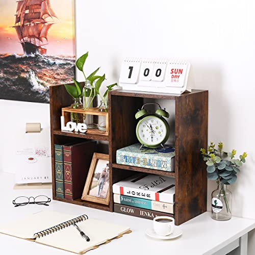 Mass Desktop Bookshelf Freestanding Wooden Countertop Bookcase Accessories Organizer Display Rack Dorm Desk Storage Shelf - view 5
