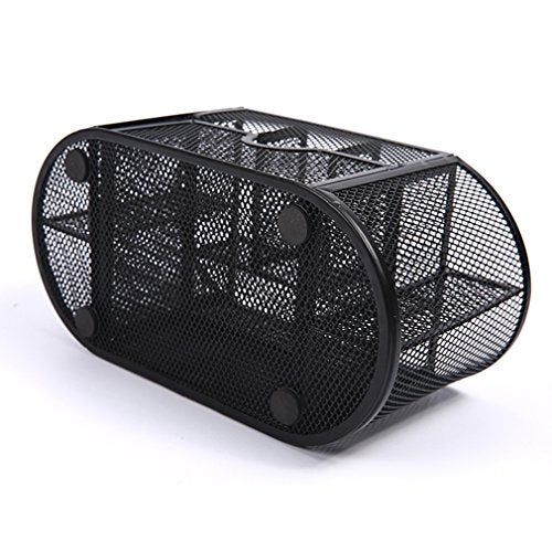 Desk Supplies Organizer Multi-functional Stationery Caddy Mesh Oval Pencil Holder Desk Office Supplies Organizer 9 Compartments with Drawer for Note Pads Black - view 5