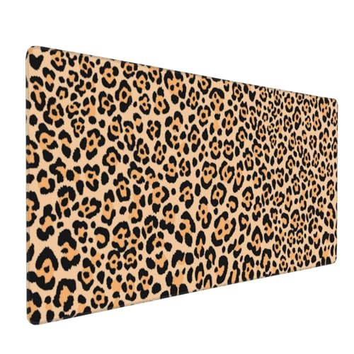 Leopard Animal Print Mouse Pads XXL Extended Mousepad with Stitched Edges Cheetah Non-Slip Rubber Base Computer Keyboard Pad Desk Mat for Home Office Desk Decor, 35.4" X 15.7"