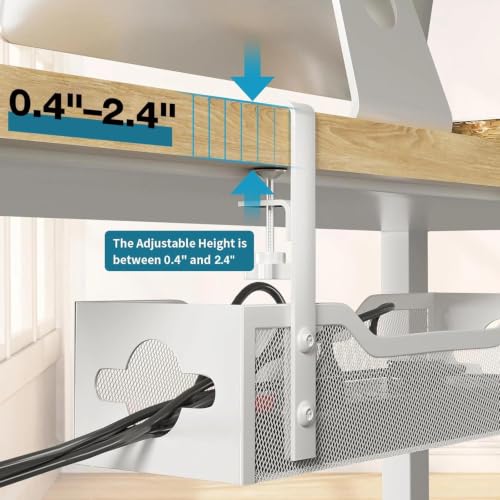 Under Desk Cable Management Tray 2 Pack, No Drill Cable Organizer With Clamp for Standing Desk, Easy to Install Cord Management System, No Damage Wire Organizer - view 3