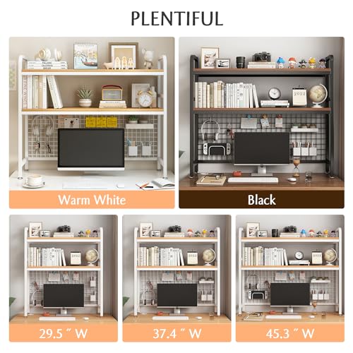 2-Tier Desktop Hutch Bookshelf, Metal Desk Shelf, Black, 45.3" W - view 6