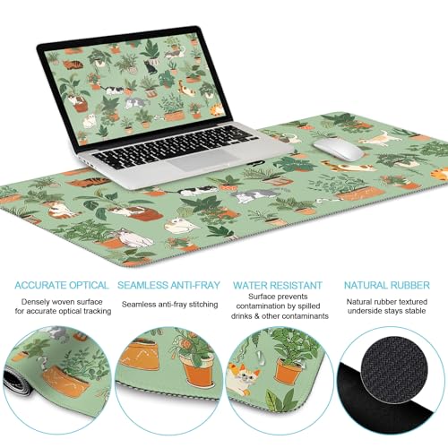 Cat Ergonomic Mouse Pad XXL Desk Mat Set, Green Desk Accessories - view 3