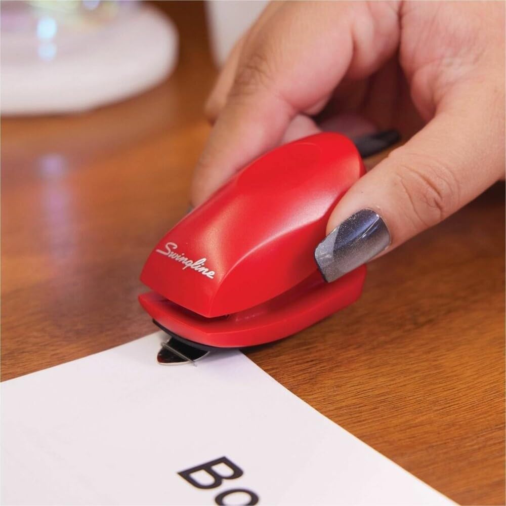 Red Mini Stapler With Staples, Tot, 12 Sheet Capacity, Small Stapler With Built In Staple Remover & 1000 Standard Staples, Staple Storage, Cute Compact Travel Size Stapler For Adults & Kids. - view 2