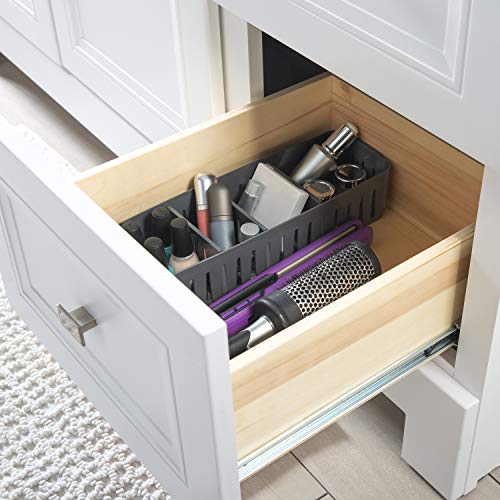 4 Compartment Stackable Bin with Adjustable Dividers | Drawer Organizer | Storage Basket | Good for Office | Desk Supplies | Dorm |Bathroom | Accessories | Make Up | Grey - view 5