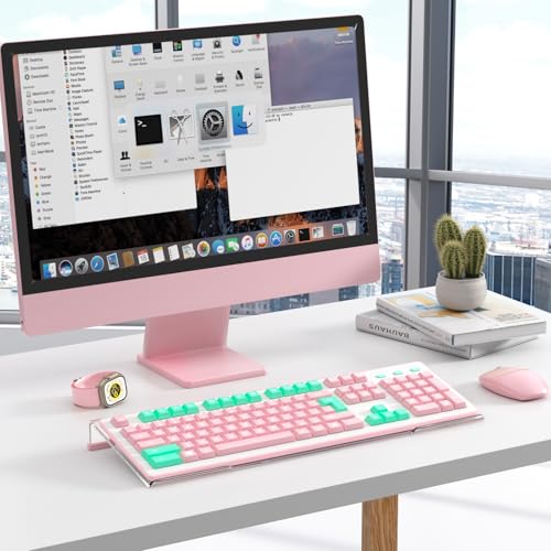 Ergonomic Computer Keyboard Stand - Clear Acrylic Keyboard Riser Tilted Keyboard Holder Keyboard Tray with Lightpink Non-Slip Strip for Easy Typing at Home School Office Desk Accessories - view 2