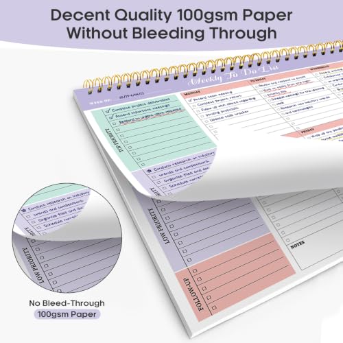 Weekly To Do List Notepad, Undated Weekly Planner Pad, 8.5" x 11" - view 4