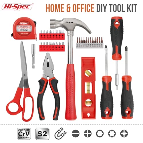 Household Starter Tool Kit with Compact Carry Toolbox, Red - view 2
