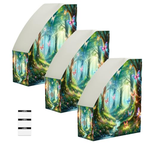 Foldable Magazine File Holders for Desk Shelf, 3 Pack Plastic