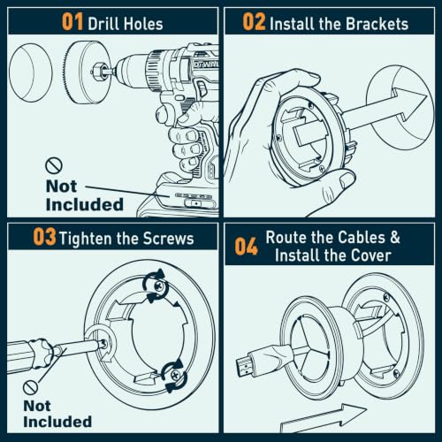In-Wall Cable Hider 2 Sets, 3" Hole Saw Included, Wall Cable Management Kit for TV, Speaker, Monitor & Other Cables, Large Cable Pass Through with Locking Brackets, Cord Concealer for Clean Setup - view 6