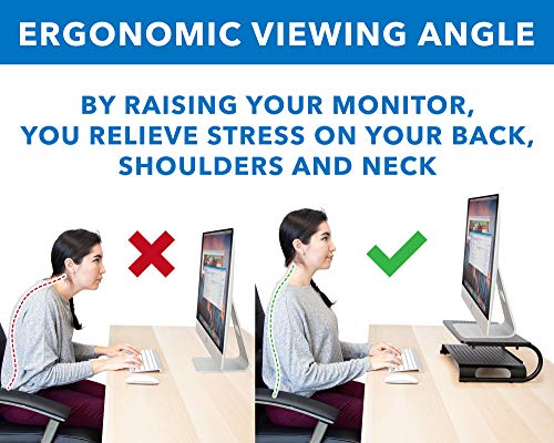Mount-It! 2 Tier Desk Organizer Riser | Computer Monitor Stand with Keyboard Storage Shelf for Desktops, Laptops, Printers, Home Office Space Saver (2 Shelves) - view 5
