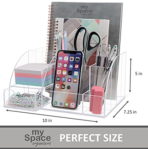 Clear Acrylic Desk Oganizer, 9 Compartments, Office Supplies and Desk Accessories Organizer, Home Decor Desktop Organizer (Clear) - view 6