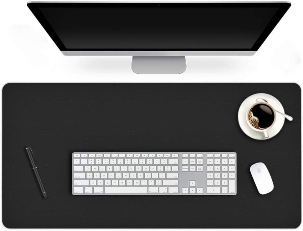 24 X 36 Inch Multifunctional Office Felt Desk Pad Desk Cover Leather Mat Blotters Table Protector on Top of Desks Large Laptop Computer Gaming Keyboard Mouse Pad Organizer for Women Waterproof Black