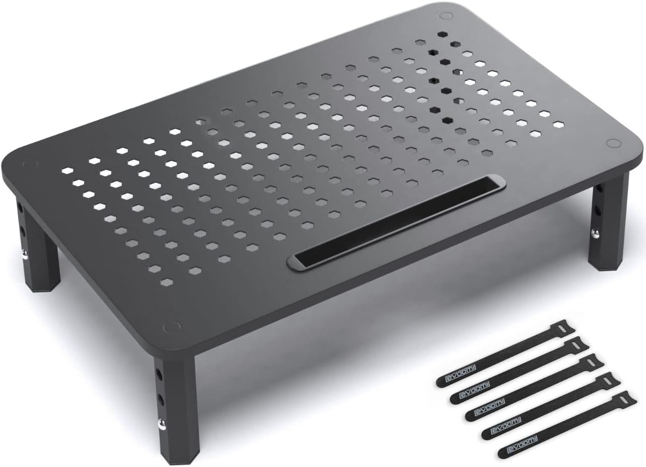 Back Saver Monitor Stand for Desk - 2 Pack Monitor Riser - Anti-Skid HD Hexagonal Steel Computer Stand - Free Cable Ties - Mesh Metal Computer Item Stand - Printer & iMac - view 8