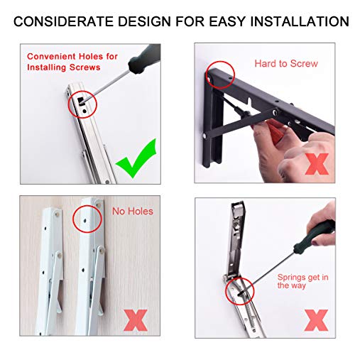 Folding Shelf Bracket 18",Heavy Duty Stainless Steel Collapsible Shelf-Bracket Max Load 330lbs Wall Mounted Table Support Hinge for Space-Saving DIY Work Bench with Install Screws, Pack of 2 - view 4