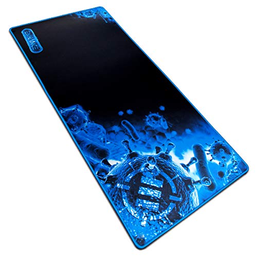 Pathogen Extra Large Gaming Mouse Pad (31.5 x 13.75 in) - Extended Mousepad with Anti-Fray Stitching, Low Friction Smooth Surface, Non-Slip Backing - Full Desk Mouse Mat (Blue)