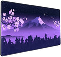 Purple Desk Mat Japanese Desk Pad Cute Fuji Mountain Gaming Mousepad Large, Cherry Blossom Mouse Pad XXL Desk Mats, Kawaii Anime Deskmats Desktop Protector Laptop Keyboard Mat Pad 31.5x15.75 in