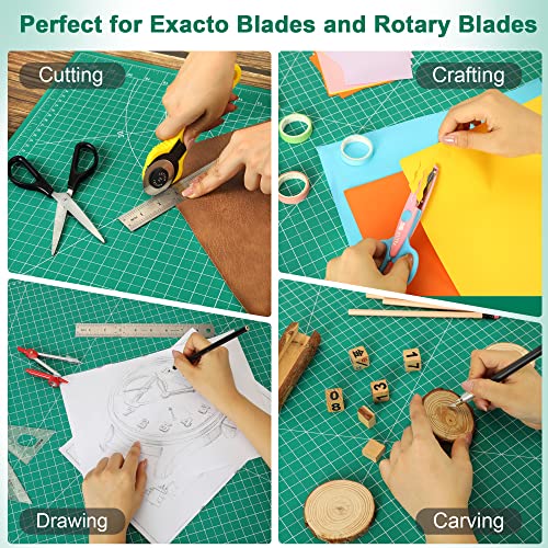Density-upgraded Self Healing Cutting Mat, 18inch x 12inch Craft Cutting Mat for Table Protection, 5-Ply Rotary Cutting Board Double-sided for Cutting Quilting Modeling Projects, Green - view 6