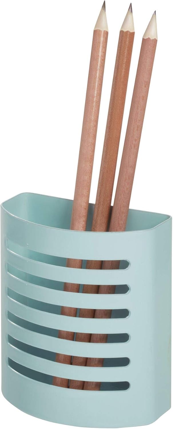 85176 Magnetic Modern Pen and Pencil Holder, Writing Utensil Storage Organizer for Kitchen, Locker, Home, or Office, Set of 1, Mint Blue