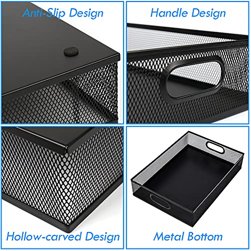 Desk Drawer Organizer, A4 Large Metal Mesh Desk Organizer Tray, Versatile Storage Box Set for Office Home Supplies,13 x 9 inches - view 4
