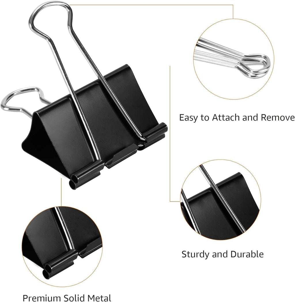 Sturdy Binder Clips, Office Supplies, Medium 1.25 in, Document Organizing, Black, 96 Count (8 Pack of 12) - view 6