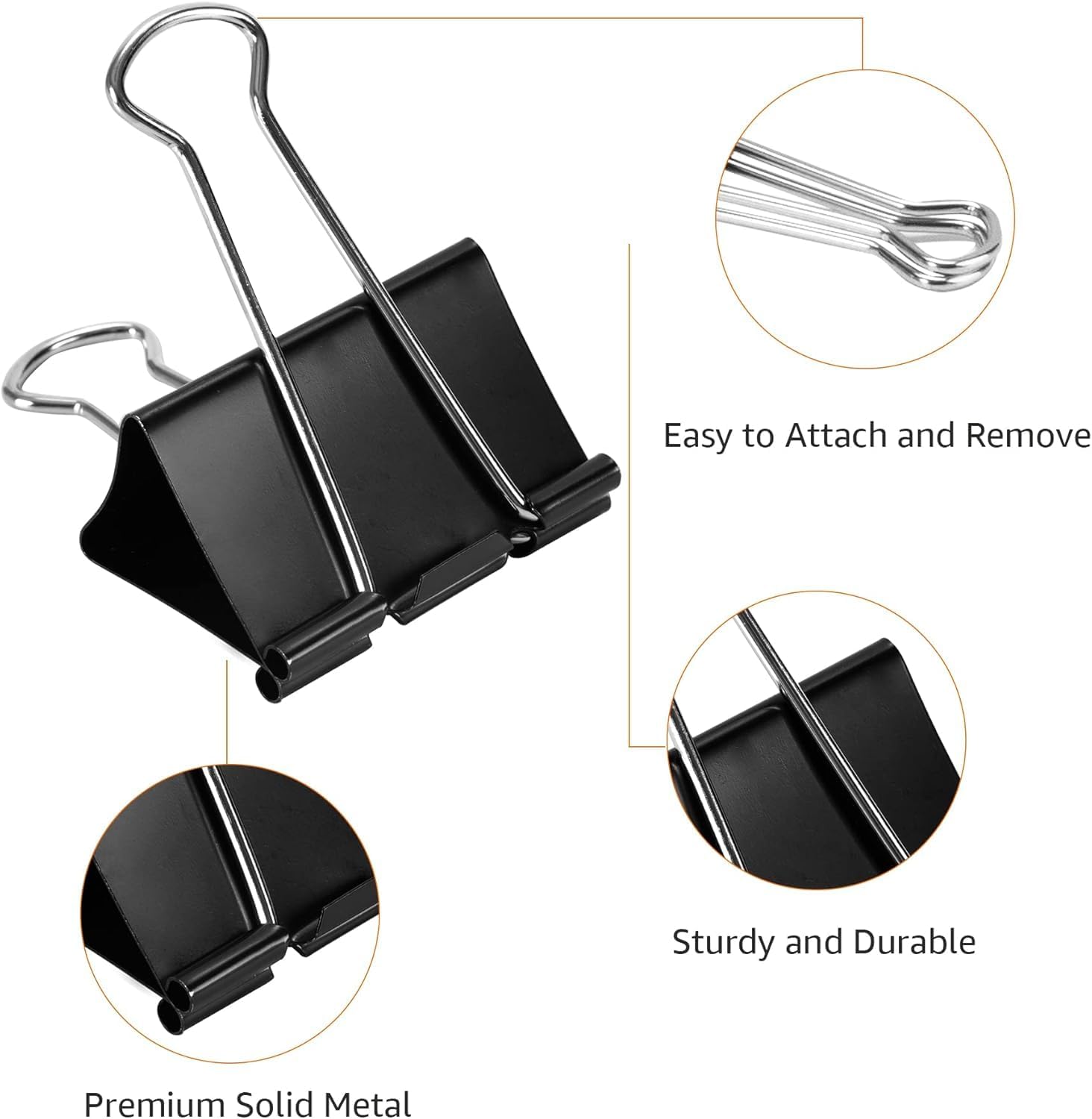 Sturdy Binder Clips, Office Supplies, Medium 1.25 in, Document Organizing, Black, 96 Count (8 Pack of 12) - view 6