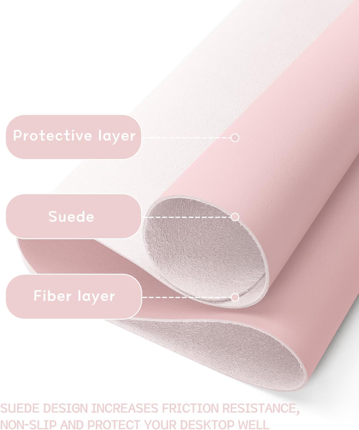 Writing Desk Pad Protector, Anti-Slip Thin Mousepad for Computers,Office Desk Accessories Laptop Waterproof Desk Protector for Office Decor and Home (Pink, 35.4" x 17") - view 2