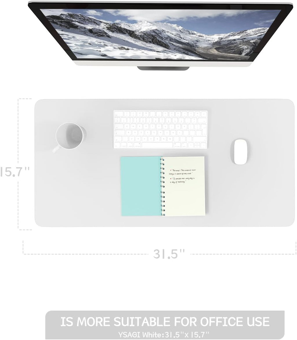Non-Slip Leather Desk Pad, Waterproof Laptop Computer Desk Keyboard Mat, Table Protector Blotter Mat, Large Mouse Pad for Office/Work/Home/Decor(White, 31.5" x 15.7") - view 3