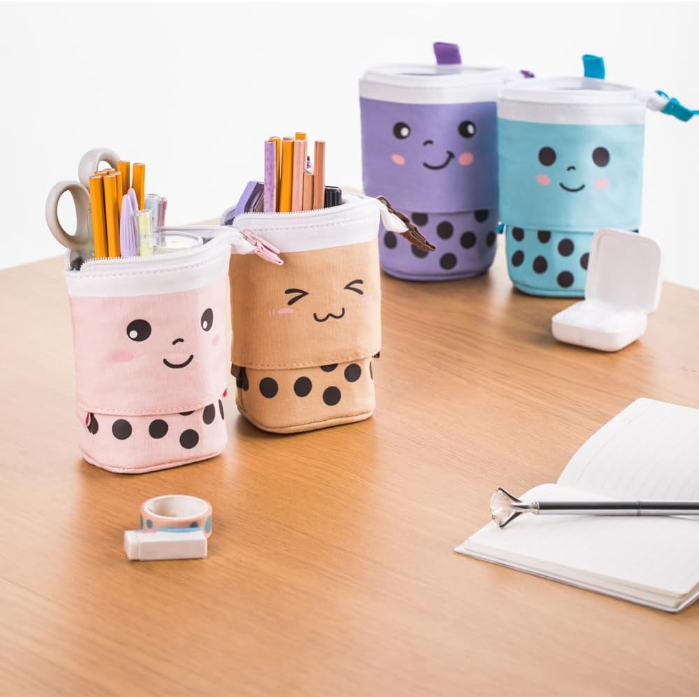 Telescopic pencil bag pen holder pop up stationery case, stand-up retractable transformer bag standing organizer, great for Christmas holiday new year office bag - view 4