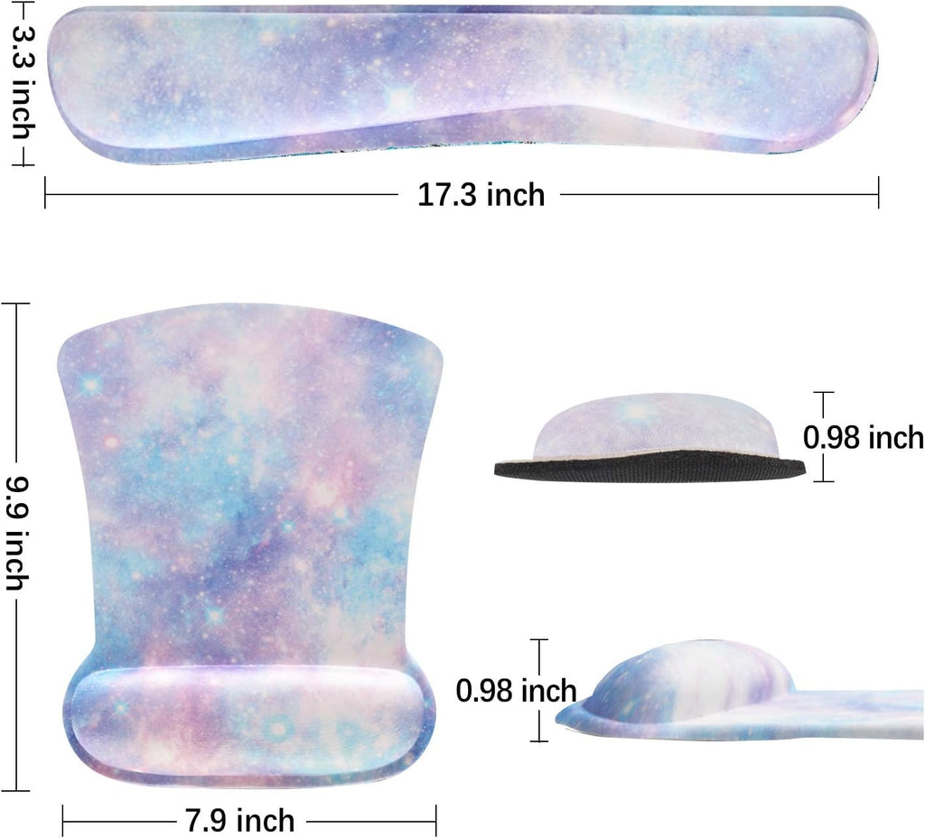 Keyboard Wrist Rest Mouse Pad Support, Gel Ergonomic Mouse Pads for Computer Laptop PC, Comfortable Durable Mousepad Keyboard Wrist Rests for Easy Typing Pain Relief, Romantic Starry Night Sky - view 6