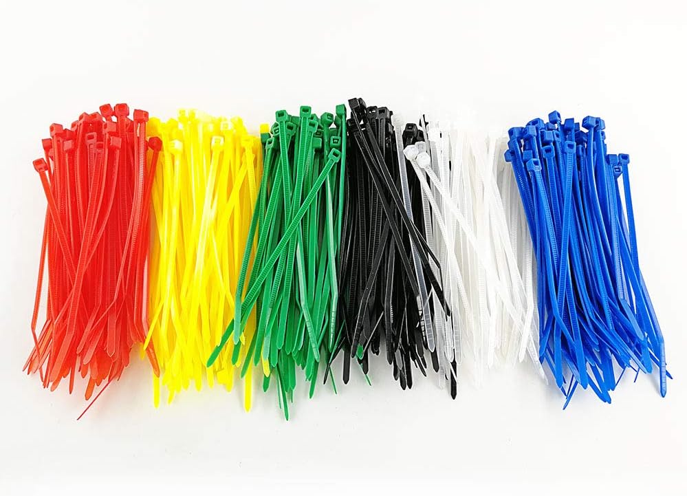 Colored Zip Ties Neon Small Nylon Wire Ties Assorted 6 Colors (Green,Yellow, Black, White, Blue, Red) 4 Inch for Crafts,Bulk 600 Pack - view 2