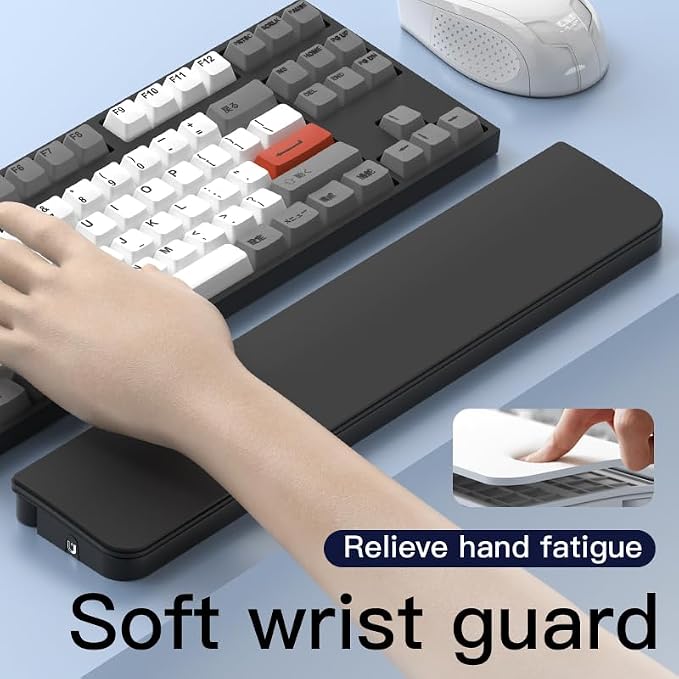 Ergonomic Keyboard Wrist Rest with Cleaning Kit for Office and Gaming | Non-slip Base Springy Sponge Support 22-in-1 cleaning kit Desk Setup Essential - view 3