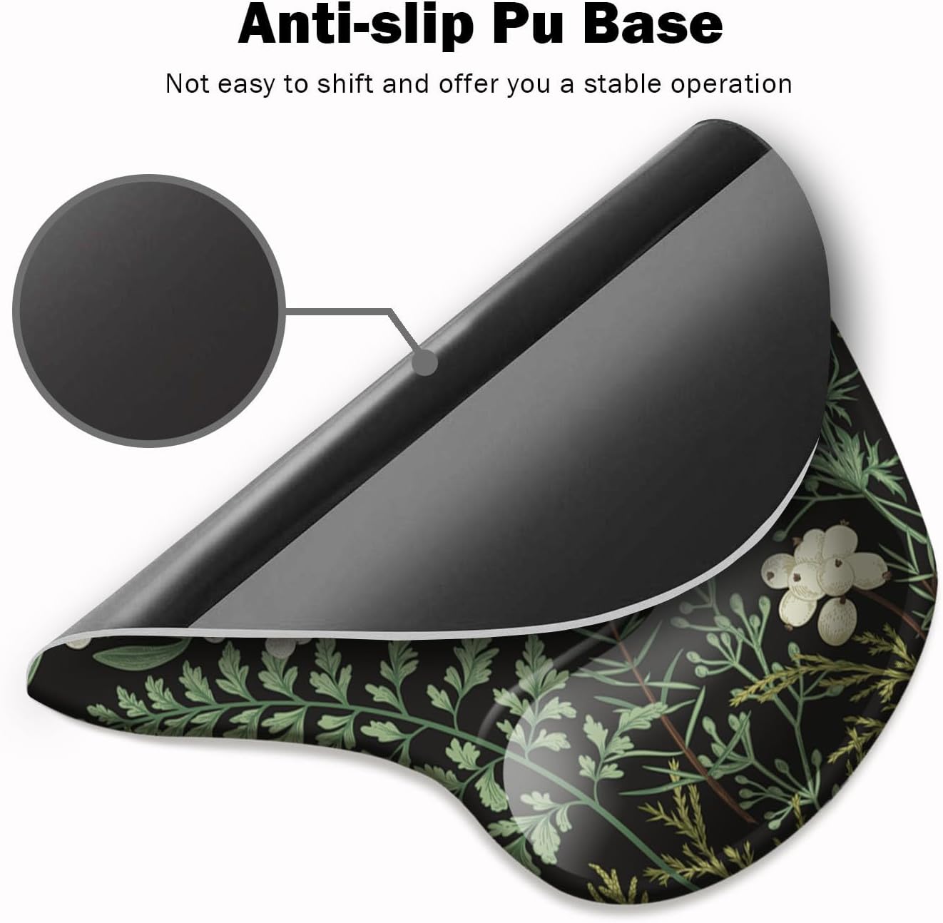 Ergonomic mouse pad with wrist support and coaster, mouse pads with non-slip PU base for home office working studying easy typing & pain relief botanical flowers - view 3