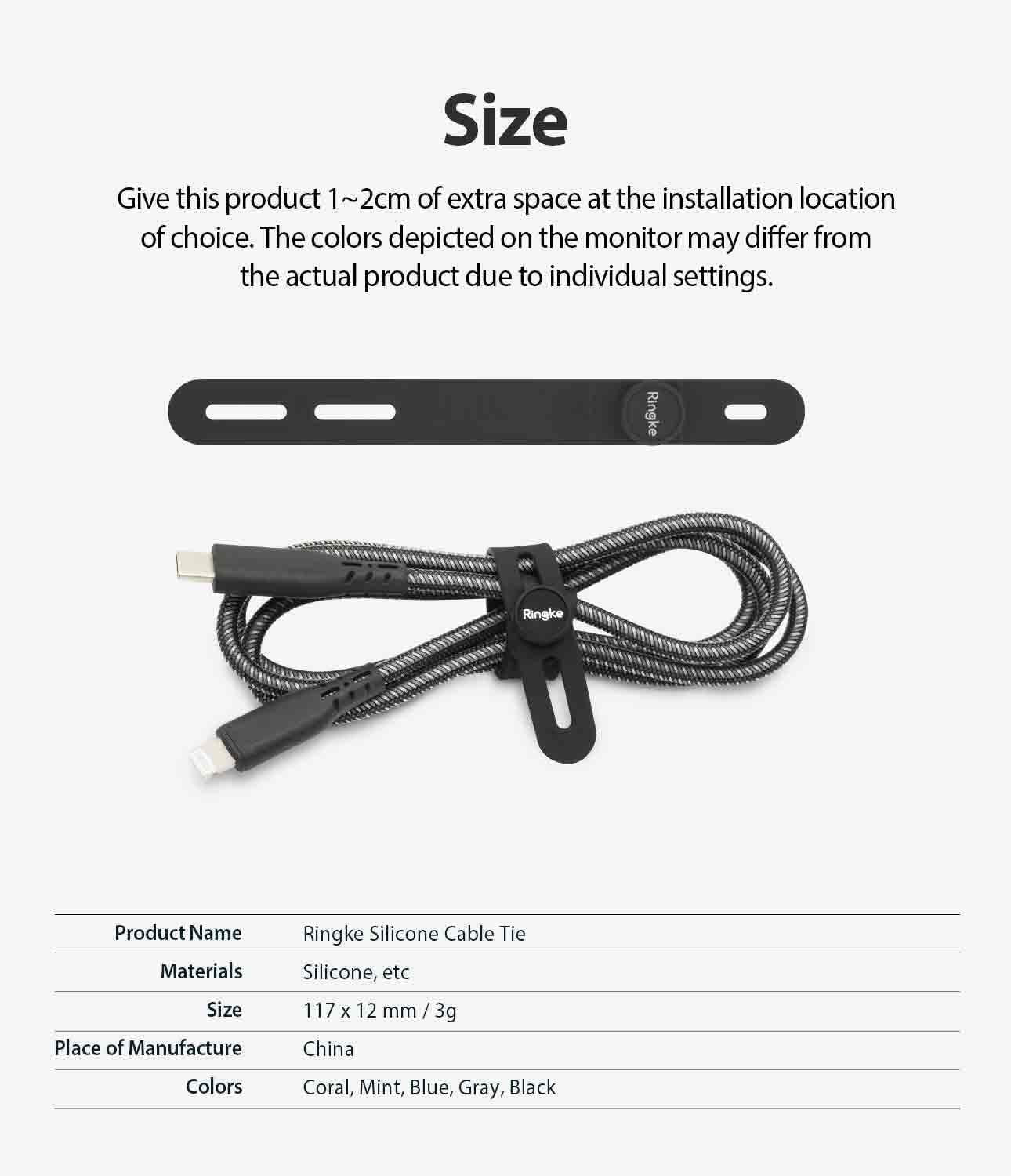 Silicone Cable Ties [Reusable Cable Management] Flexible Cord Organizer, Adjustable Length Long-lasting Durable Cable Clips - 15 Pack - view 7