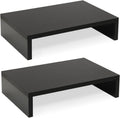 2-Pack Wood Monitor Stand Riser for Desk, Black | Dual Stand for 2 monitors. Holds 80 lbs, Stack or Separate Adjustable Use, Fits laptop, TV, PC. For Home Office, Gaming