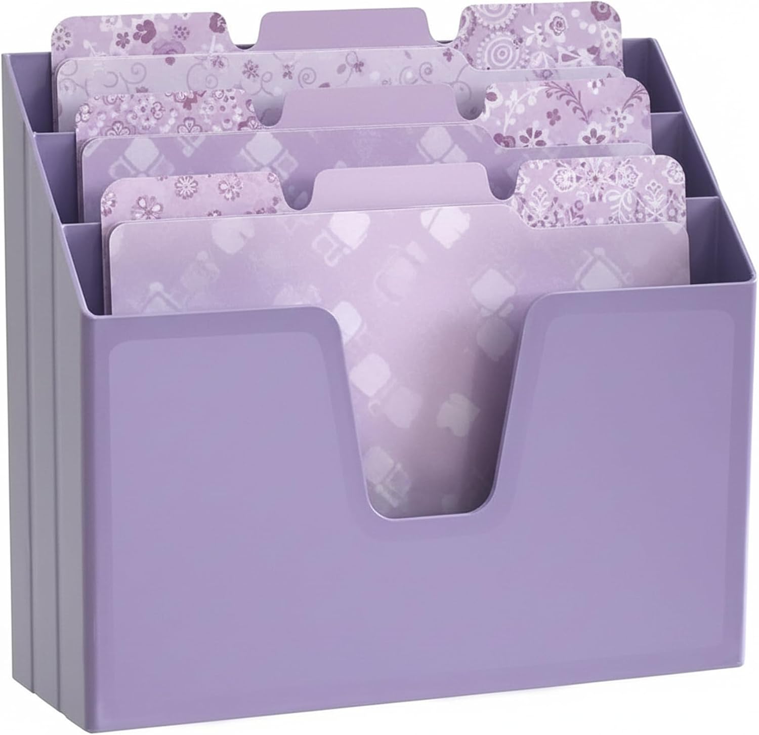Horizontal Triple File Folder Organizer Sorter, Letter Size, Purple | 3 compartments to separate and organize documents, folders and papers - view 2