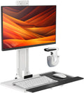 MED01 Medical Monitor and Keyboard Wall Mount For 17" to 32" Display with Height Adjustable Standing Keyboard Tray | Wide Platform with Mouse Pad | Wall Mount Scanner Holder