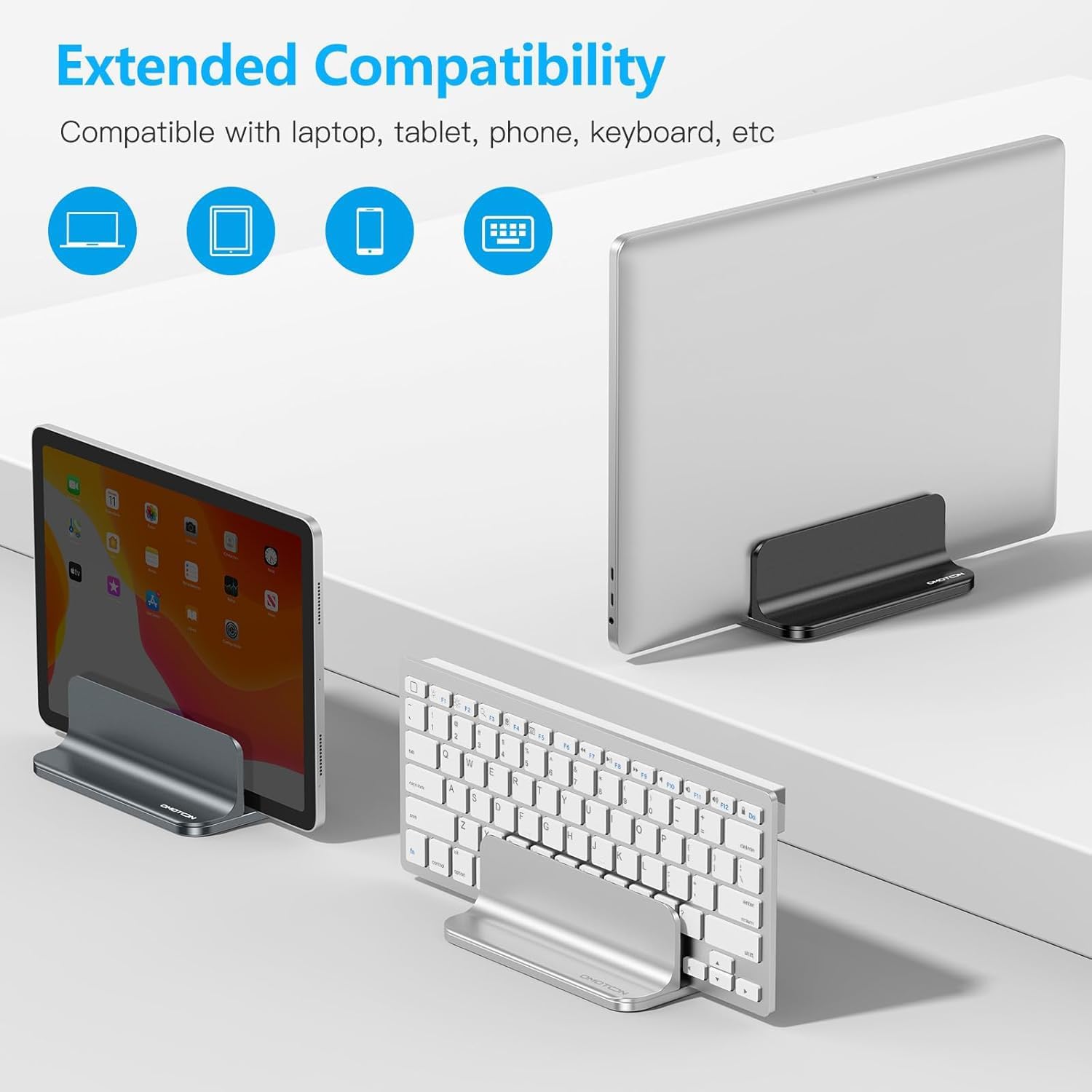 Vertical laptop stand holder, adjustable dock for MacBook, black | aluminum stand for MacBook stand, fits Chromebook & gaming laptops up to 17.3 in, office desk organization, space-saving - view 5
