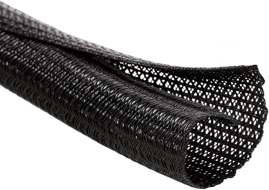 Braided Split-Sleeve Wire Loom for High-Temperature Automotive Harness and Home Cable Management 25 feet (1/4")