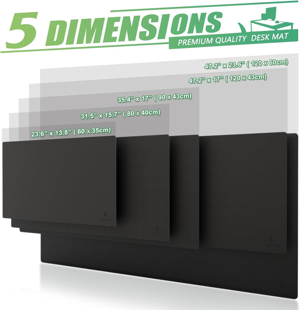 Large Office Desk Mat, Leather Mouse Pad (31.5"x15.7", Black) | Desk Pad, Keyboard Pad, Computer and Laptop Mat, Desktop Protector and Cover, Writing Pad and Blotter for Home Office - view 4