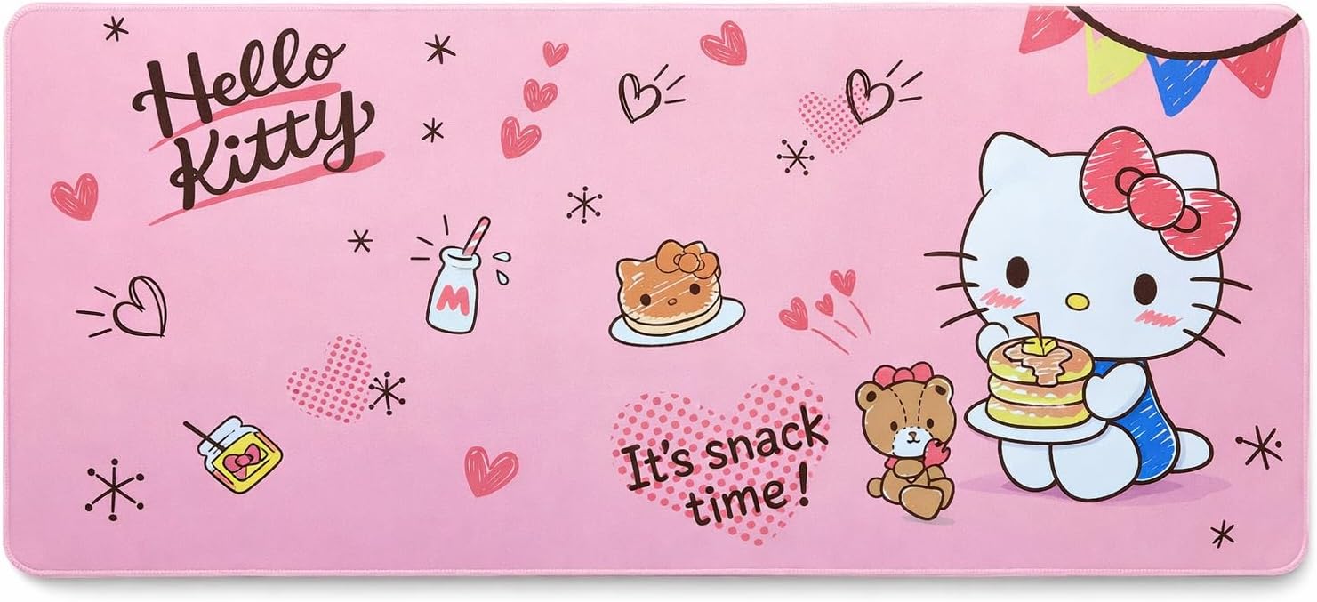 Hello Kitty Mouse Pad | Hello Kitty Placemat | Hello Kitty Room Decor | Kitty Kawaii Gaming Mat | Kawaii Kitty Runner | Girls Place Game Mat | Girls Mouse Pad | Pink | 36" X 12" | Officially Licensed
