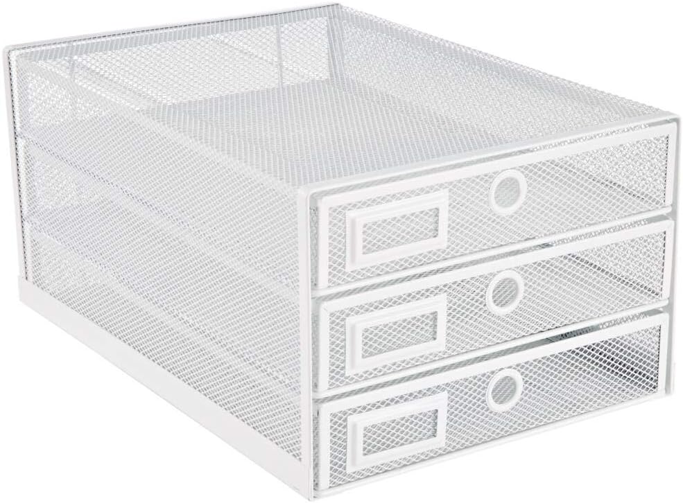 Desk Organizer Wire Mesh 3 Tier Sliding Drawers Paper Sorter/Multifunctional/Premium Solid Construction for Letters, Documents, Mail, Files, Paper, Kids' Art Supplies (Black) - view 6