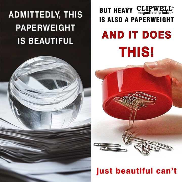 Magnetic paper clip holder - easy toss & pick-up - holds various metal parts - powerful sweep-up magnet - ideal locker accessory & home & office organizer - white - view 4