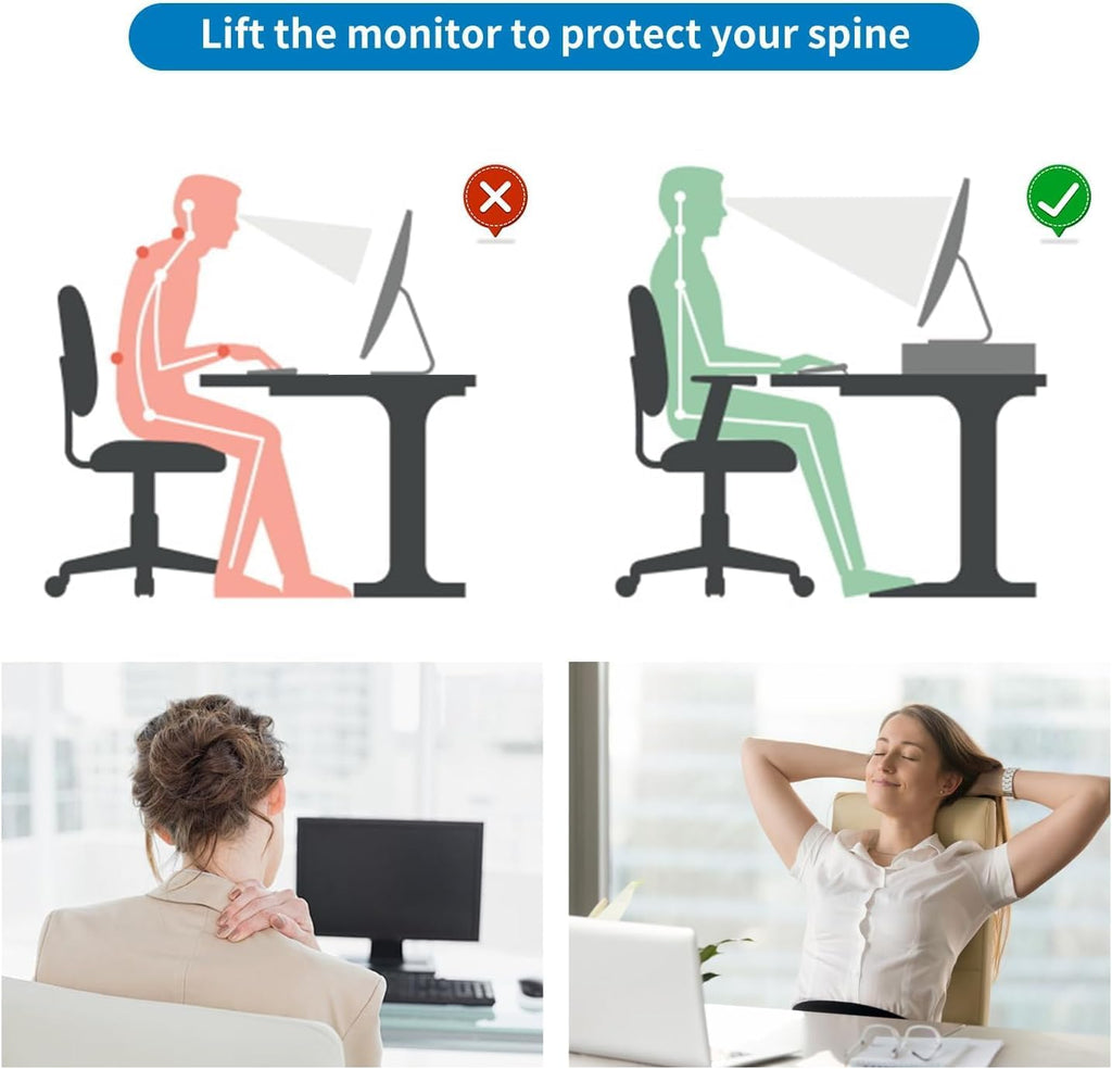 Computer Monitor Stand Riser with Drawer | Desk Organizers and Accessories Desk Accessories & Workspace Desktop Organizers Storage for Printer Stand (Dark Green) - view 4