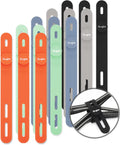 Silicone Cable Ties [Reusable Cable Management] Flexible Cord Organizer, Adjustable Length Long-lasting Durable Cable Clips - 15 Pack