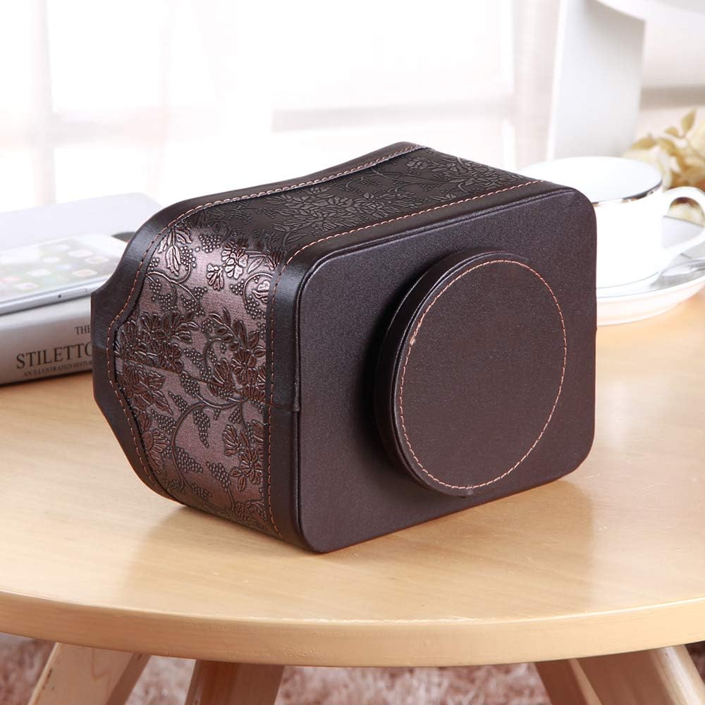 PU leather 360° rotatable remote control holder, nightstand TV remote caddy | office supplies desktop organizer, spinning storage box for pen, mail, phone, DVD, Blu-Ray, media player, heater controllers - view 5