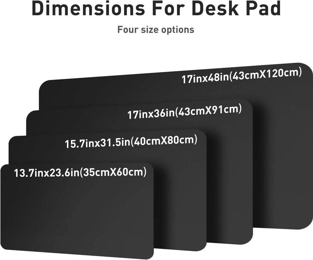 Non-Slip Waterproof PU Leather Desk Pad Protector for Mouse, Writing Desk, Office, Home, Laptop Blotter, 23.6" x 13.7", Black - view 8
