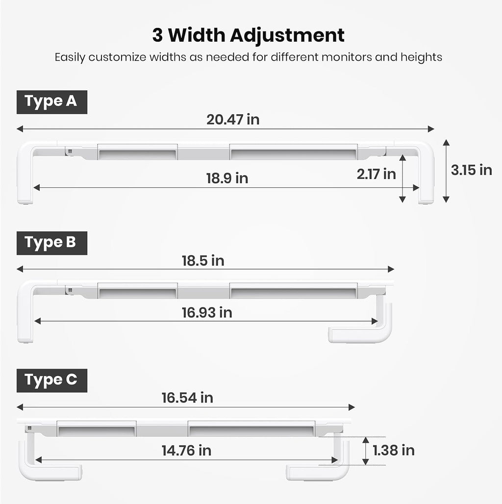 Monitor stand riser, foldable, height adjustable computer stand, desk shelf riser with storage drawer & tablet phone stand for desktop, laptop (white) - view 8